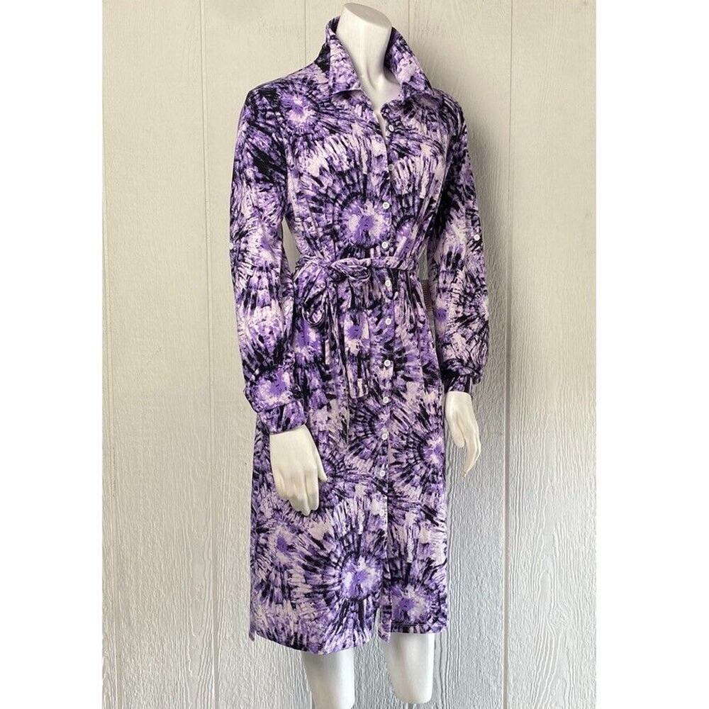LuLaRoe Ellie Button Down Shirt Dress S NWT Purple Tie Dye‎ Preppy Chic Hippie